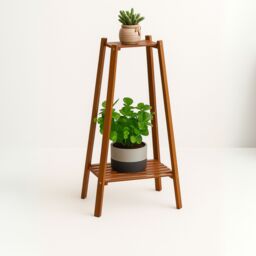Rafaelo Mobilia Wooden 2 Tier Indoor Outdoor Plant Stand in Brown - thumbnail 8