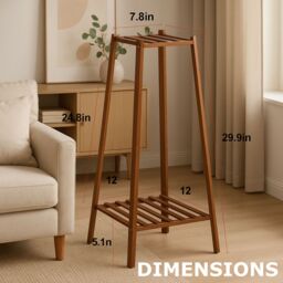 Rafaelo Mobilia Wooden 2 Tier Indoor Outdoor Plant Stand in Brown - thumbnail 9