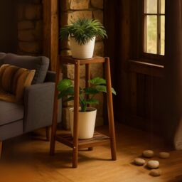 Rafaelo Mobilia Wooden 2 Tier Indoor Outdoor Plant Stand in Brown - thumbnail 2
