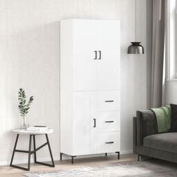 Berkfield Home Highboard White 69.5x34x180 cm Engineered Wood - thumbnail 1