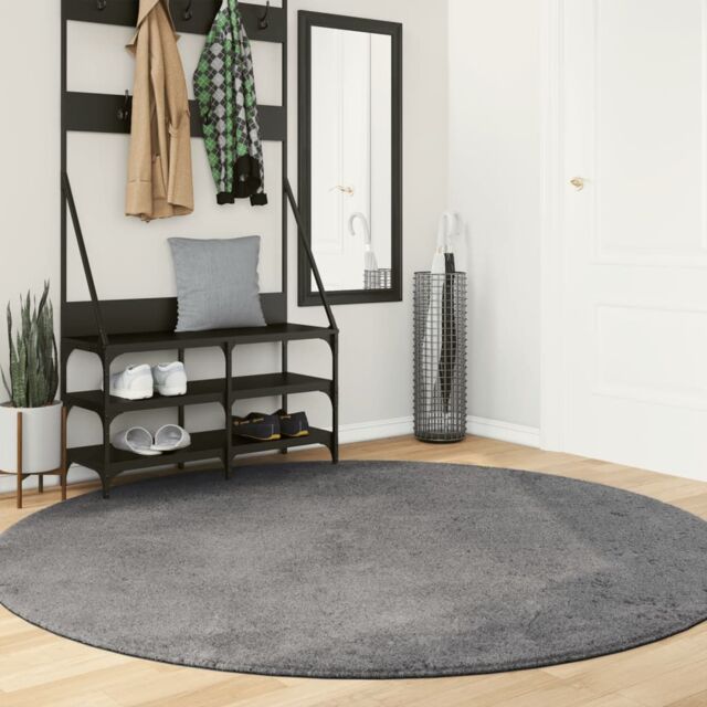 Berkfield Home Rug Short Pile Soft & Washable Anthracite Ã˜ 200 cm in Black - Size: 100 cm diameter - image 1