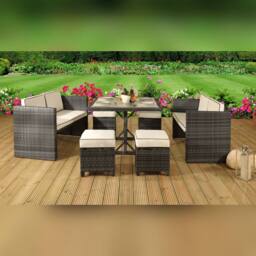Comfy Living Ltd 7 Piece Rattan Garden Furniture Set in Grey