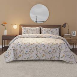 Snug City Floral Complete Bedding Set Duvet Cover Set Pillowcase Fitted Sheet in Pink - Size: Single - thumbnail 1