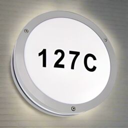 CGC Lighting STAX Round Grey LED Outdoor Wall Light Bulkhead with House Number Pack in White - thumbnail 1