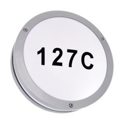 CGC Lighting STAX Round Grey LED Outdoor Wall Light Bulkhead with House Number Pack in White - thumbnail 2