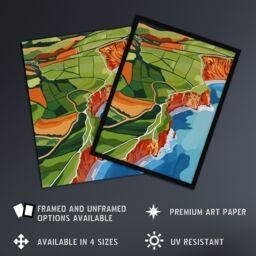 "Artery8 North Yorkshire Coast Aerial View Design Wall Art Print in Green - Size: W24"" x H32""" - thumbnail 2