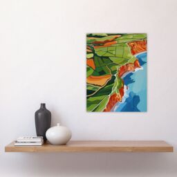 "Artery8 North Yorkshire Coast Aerial View Design Wall Art Print in Green - Size: W24"" x H32""" - thumbnail 4