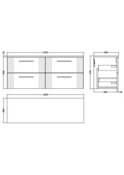 Balterley 4 Drawer Wall Hung Vanity Unit Colour Match Worktop, Green 600mm - thumbnail 2