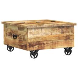 Berkfield Home Beautiful Coffee Table Rough Mango Wood 70x70x40 cm in Brown - Size: 70 x 70 x 40 cm - thumbnail 8