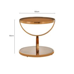 Orsina Round Side Table, Rose Gold Stainless Steel Frame With Smoked Glass Base, Accent Table For Living Room - thumbnail 2