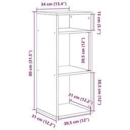 Berkfield Home Decorative Book Cabinet Black 34x31x80 cm Engineered Wood - Size: 34 x 31 x 80 cm - thumbnail 9