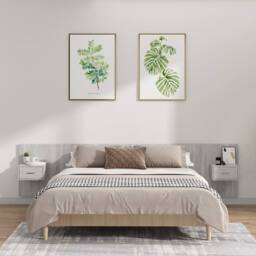 Berkfield Home Bed Headboard with Cabinets Grey Sonoma Engineered Wood - thumbnail 2