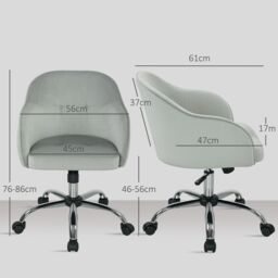 HOMCOM Vanity Chair for Desk, with Height Adjustable, Wheels, Grey in Cream - thumbnail 3