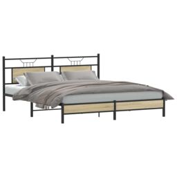 Berkfield Home Bed Frame without Mattress Sonoma Oak 160x200 cm Engineered Wood in Brown - thumbnail 3