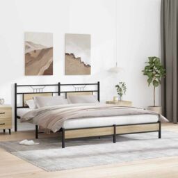 Berkfield Home Bed Frame without Mattress Sonoma Oak 160x200 cm Engineered Wood in Brown - thumbnail 4