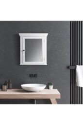 Teamson Home Bathroom Stratford Wooden Mirrored Medicine Cabinet White - thumbnail 2
