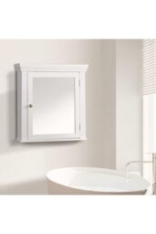 Teamson Home Bathroom Stratford Wooden Mirrored Medicine Cabinet White - thumbnail 3