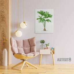 "Artery8 Licuala Spinosa Palm Tree Oswald de Kerchove Canvas Wall Art Print in White - Size: W12"" x H16""" - thumbnail 3