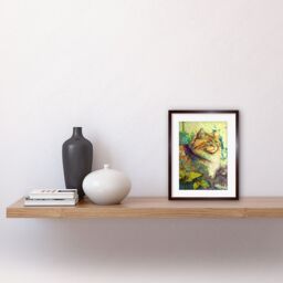 "Artery8 Wall Art Print Siberian Cat in Nature Vibrant Colourful Modern Portrait Artwork Framed 9X7 Inch in Brown - Size: W7"" x H9""" - thumbnail 2