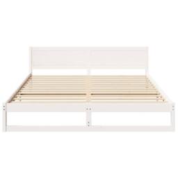 Berkfield Home Bed Frame White Wood 200 x 200 cm Durable Minimalist Bed Frame - thumbnail 5