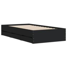 Berkfield Home Modern Bed Frame with Drawers without Mattress Black 75x190 cm Sm - Size: Small Single - thumbnail 4