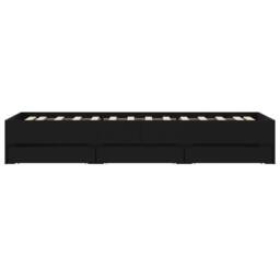 Berkfield Home Modern Bed Frame with Drawers without Mattress Black 75x190 cm Sm - Size: Small Single - thumbnail 7