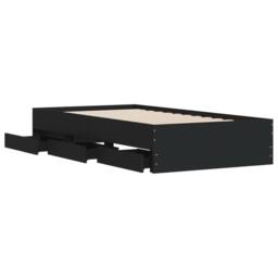 Berkfield Home Modern Bed Frame with Drawers without Mattress Black 75x190 cm Sm - Size: Small Single - thumbnail 5