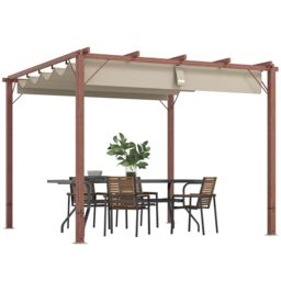 OUTSUNNY 3 x 3(m) Aluminium Garden Pergola with Retractable Roof, Natural - thumbnail 2