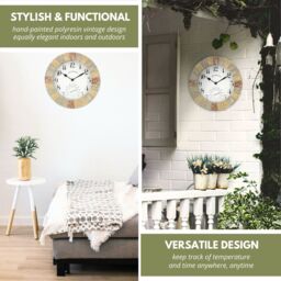 Marco Paul Stone Slates Westminster 26cm Garden Clock & Thermometer Outdoor/Indoor - thumbnail 7