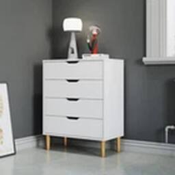 EONLION White Chest of 4 Drawers Bedroom Storage Bedside Table - thumbnail 1