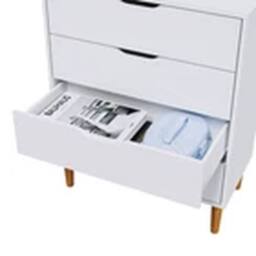 EONLION White Chest of 4 Drawers Bedroom Storage Bedside Table - thumbnail 4