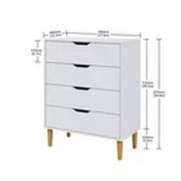 EONLION White Chest of 4 Drawers Bedroom Storage Bedside Table - thumbnail 2