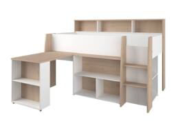 Vente-unique Combined Bed 90 X 200 Cm With Desk & Storage - White & Natural in Light Oak - Size: Single - thumbnail 5