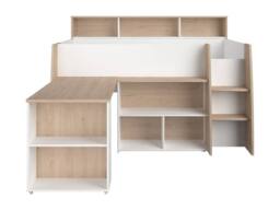 Vente-unique Combined Bed 90 X 200 Cm With Desk & Storage - White & Natural in Light Oak - Size: Single - thumbnail 6