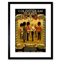 "Artery8 War WWI Britain Enlist Coldstream Guard King Framed Art Print in Brown - Size: W12"" x H16""" - thumbnail 1