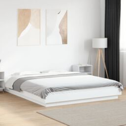 Berkfield Home Bed Frame with LED Lights without Mattress White 150x200cm - Size: 150x200 cm - thumbnail 1