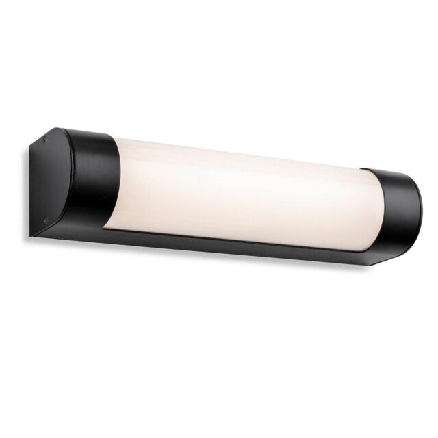 Netlighting Lima Bathroom LED Wall Light 300mm Black with Opal Diffuser IP44