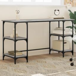 Berkfield Home Desk Grey Sonoma 140x50x75 cm Metal & Engineered Wood - Size: 140 x 50 x 75 cm