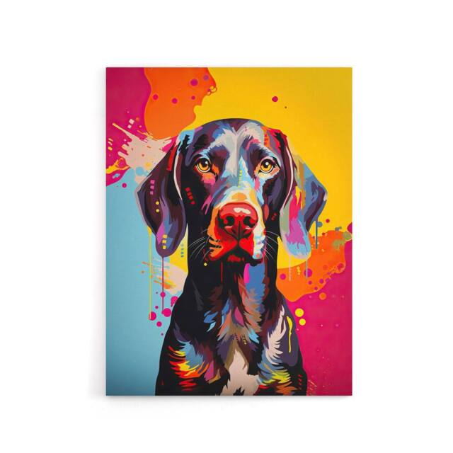 "Artery8 German Shorthaired Pointer Dog Portrait Canvas Wall Art Print - Size: W18"" x H24""" - image 1