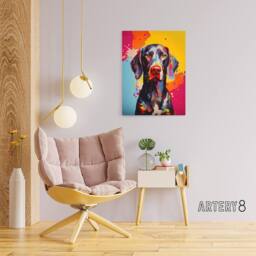 "Artery8 German Shorthaired Pointer Dog Portrait Canvas Wall Art Print - Size: W18"" x H24""" - thumbnail 3