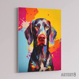 "Artery8 German Shorthaired Pointer Dog Portrait Canvas Wall Art Print - Size: W18"" x H24""" - thumbnail 2