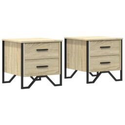 Berkfield Home Bedside Cabinets 2 pcs Sonoma Oak 40x41x40 cm Engineered Wood in Brown - Size: 40 x 41 x 40 cm - thumbnail 2