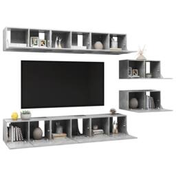Berkfield Home TV Cabinets 8 pcs Concrete Grey Engineered Wood - thumbnail 1