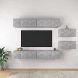 Berkfield Home TV Cabinets 8 pcs Concrete Grey Engineered Wood - thumbnail 2