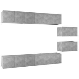 Berkfield Home TV Cabinets 8 pcs Concrete Grey Engineered Wood - thumbnail 3