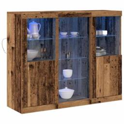 Berkfield Home Sideboard with LED Lights Old Wood 123x37x100 cm Engineered Wood in Brown - Size: 123 x 37 x 100 cm - thumbnail 1