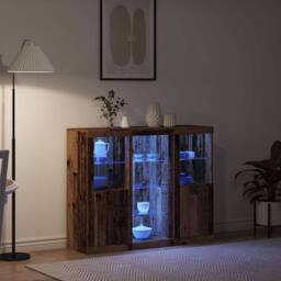 Berkfield Home Sideboard with LED Lights Old Wood 123x37x100 cm Engineered Wood in Brown - Size: 123 x 37 x 100 cm - thumbnail 5