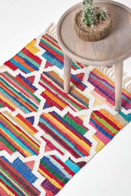 Homescapes Amsterdam Handwoven Cotton Chindi Kilim Hall Runner, 66 x 200 cm - Size: 66 cm x 200 cm - image 1