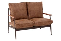 Orsina Compact 2 Seater Sofa With Durable Metal Frame, Rustic Black Finish Two-Seater Couch, Settee Seat For Patio in Brown - thumbnail 3