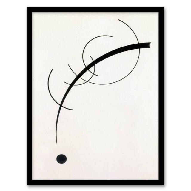 Artery8 Wassily Kandinsky Framed Wall Art Print Free Curve to the Point in White - Size: A4 - image 1